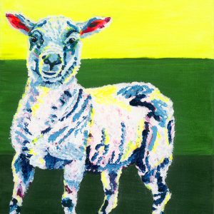 Flori the fluorescent sheep<p class="size">10 x 12in</p>